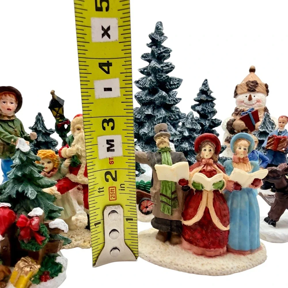Unbranded Christmas Village‎ Figurine Set 12-Piece Winter Scene Trees Excellent